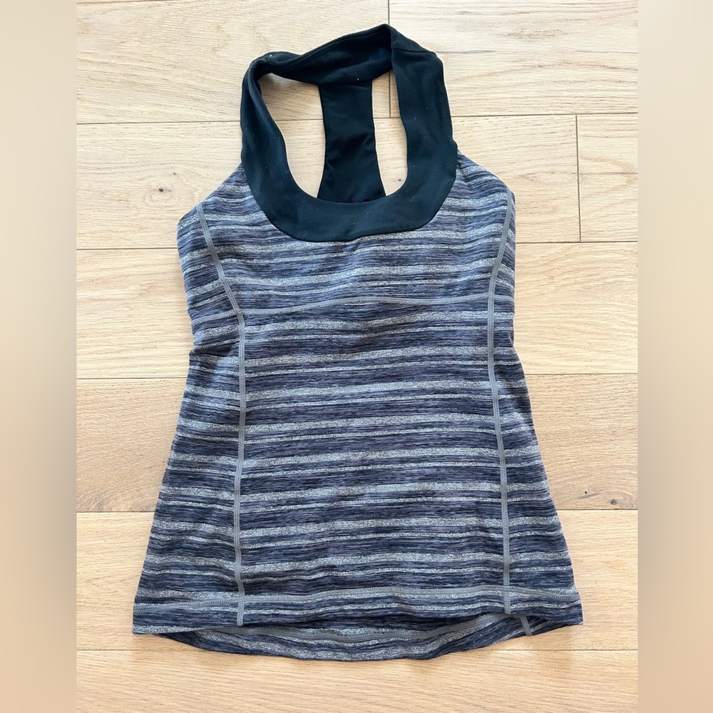 Lululemon Athletica Gray and White Racerback Tank Top